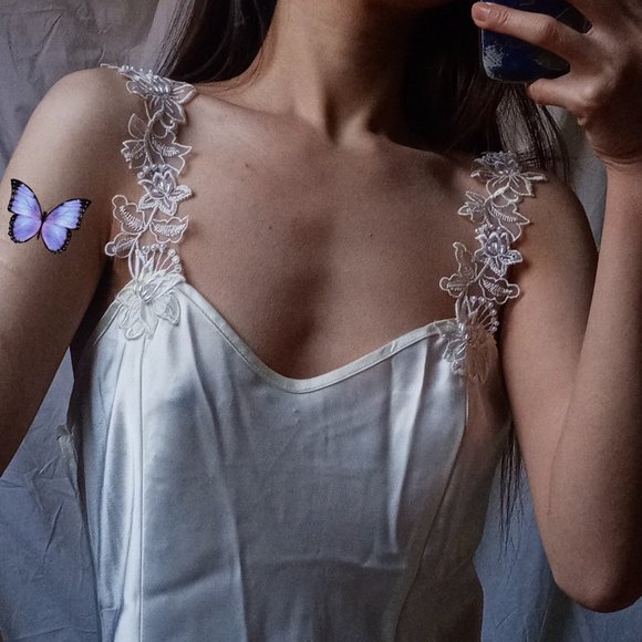 *SOLD* California Dynasty // VTG White Slip Dress - Picture 2 of 5
